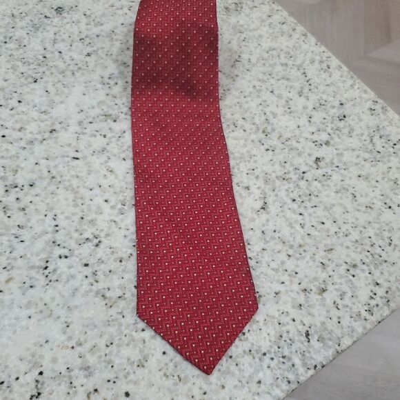 Daniel de fasson red geometric silk tie 4x57 - Picture 3 of 4
